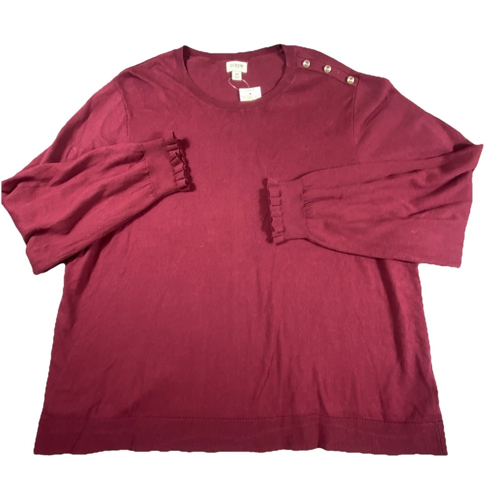 NEW J. Crew Womens 3X Purple Ruffle Pullover Dressy Sweater Gold Buttons Holiday